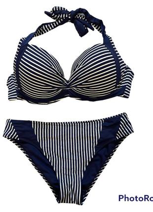 Купальник роздільний смугастий купальник у смужку, купальник роздільний на чашці