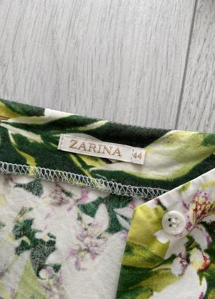 Зеленое летнее платье zarina на пуговицах с карманами с платочком4 фото