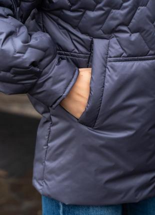 Демісезонна куртка з еко-хутром к-309, бузковий9 фото