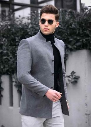 Чоловіче демісезонне темно-сіре коротке пальто, туреччина