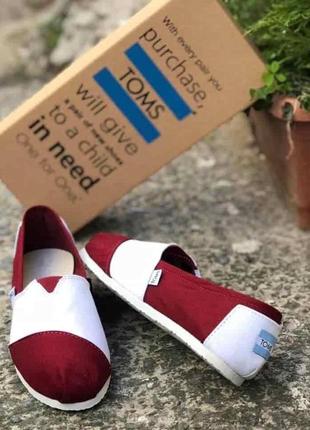 Мужские белые с красным летние текстильные эспадрильи toms