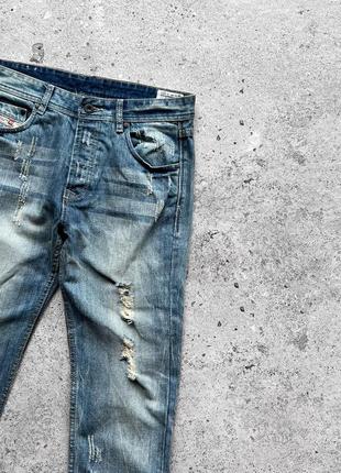 Diesel kurren wash 008kk blue distressed denim jeans джинси5 фото