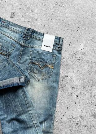 Diesel kurren wash 008kk blue distressed denim jeans джинси6 фото