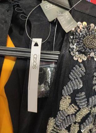 Атласное платье макси asos edition с цветочным декором, украшенным драгоценными камнями5 фото