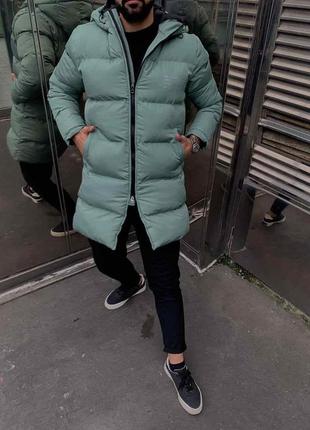 Чоловіча зелена зимова тепла подовжена куртка-парка, туреччина