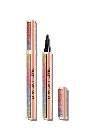 Підводка для очей vibely starry sky eyeliner ультратонка, швидкосохнуча, не розмазується, водостійка, (чорний), 1ml