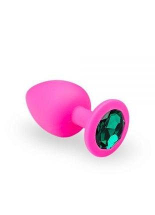 Средняя розовая анальная пробка pink silicone emerald, m