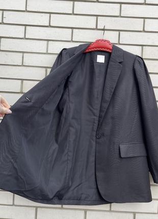 Черный жаккардовый пиджак жакет с объемными рукавами h&m4 фото