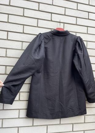 Черный жаккардовый пиджак жакет с объемными рукавами h&m5 фото