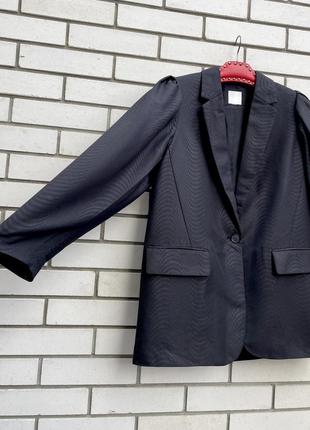 Черный жаккардовый пиджак жакет с объемными рукавами h&m8 фото