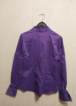 Очень красивая модная фиолетовая натуральная хлопковая рубашка блузка zara размер l7 фото
