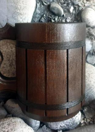 Деревянная кружка с металлической вставкой1 фото