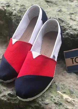 Мужские белые + красные + черныелетние текстильные эспадрильи toms