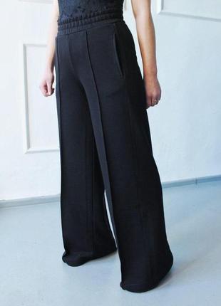 Стильные женские штаны палаццо петля широкие р. xs, s, m, l, xl (40-50) не кашлатятся чорные3 фото