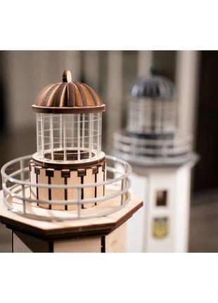Конструктор дерев'яний 3d маяк з острова зміїний без прибудови (україна) tmp-004, 83 деталі13 фото