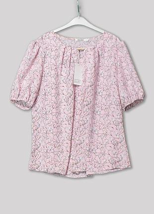 Качественная женская блузка розового цвета с стильным узором, большие размеры