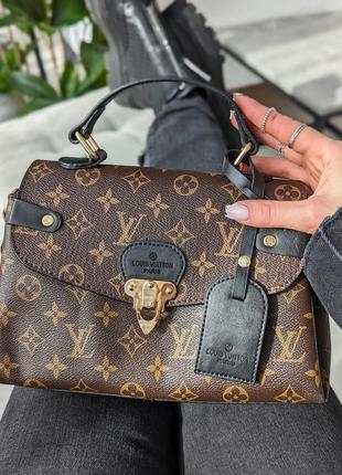 Сумка женская луи витон через плечо, саквояж louis vuitton коричневая + черная