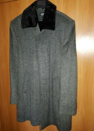 Пальто мужское шерстяное с мехом нерпы, р. 52 (l)1 фото