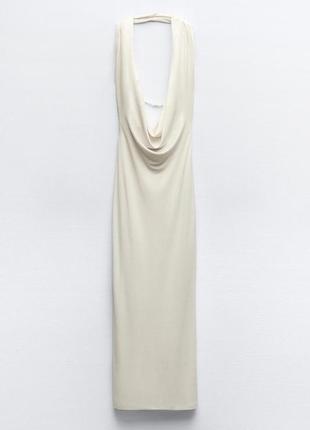Металізована біла сукня з коміром zara new3 фото