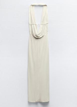 Металізована біла сукня з коміром zara new6 фото