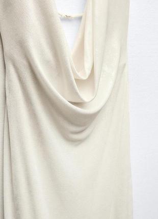 Металізована біла сукня з коміром zara new4 фото