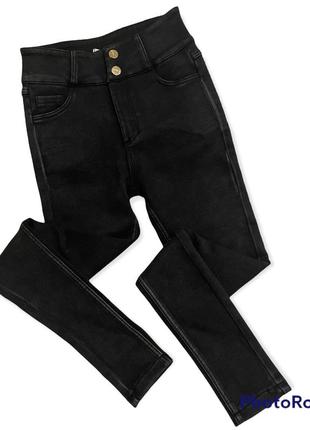 Лосины флис, джинсовые утеплённые лосины, лосины утеплённые, лосины на флисе, джинсы чёрные утепленные