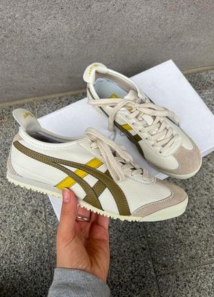 Класні жіночі кросівки asics onitsuka tiger mexico 66 brown yellow бежеві