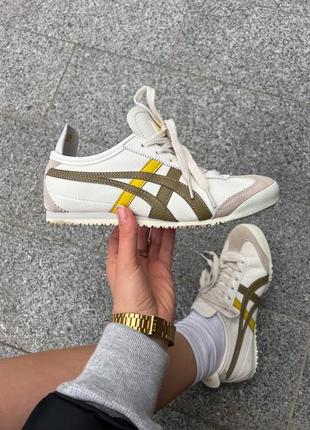 Классные женские кроссовки asics onitsuka tiger mexico 66 brown yellow бежевые7 фото