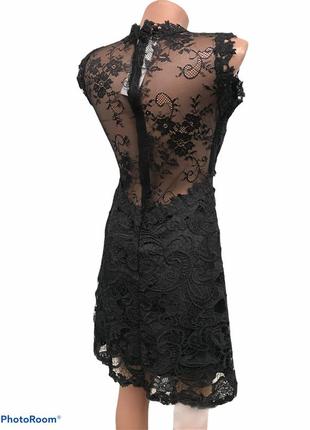 Платье с прозрачной спинкой чёрного цвета, нарядное кружевное платье, платье чёрное приталенное, черное платье2 фото