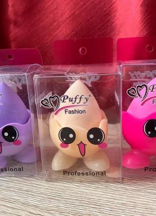 Спонж для макіяжу puffy fashion крапля на силіконовій підставці