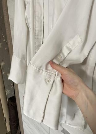 Сорочка блуза туніка рубашка атласна сатинова біла молочна h&m5 фото