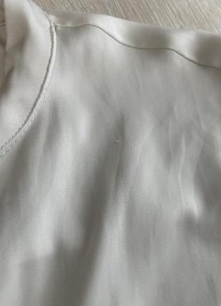 Сорочка блуза туніка рубашка атласна сатинова біла молочна h&m10 фото