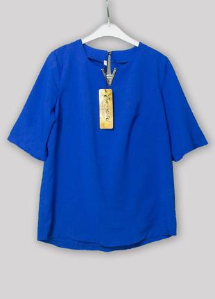 Летняя женская блузка по распродаже синего цвета, индиго, короткий рукав