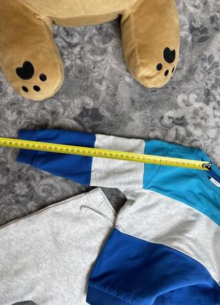 💙 костюм меланж реглан lc waikiki + штаны matalan 12-18 80-86 утепленные на мальчика серый синий спортивный прогулочный6 фото