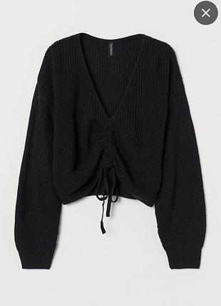 Светр кофта чорний на затяжках вʼязаний h&m
