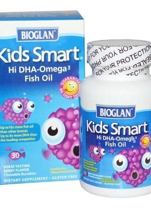 Детский рыбий жир bioglan, kids smart, 30 жевательных капсул1 фото