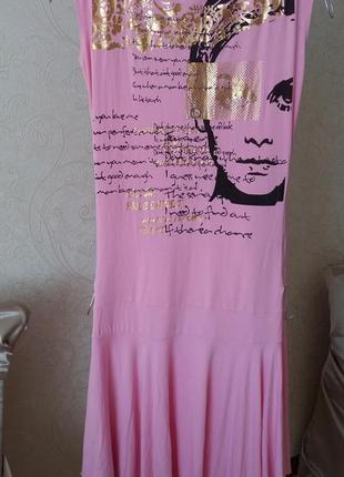 Розовое летнее трикотажное платье 42-44 -46 размера.1 фото