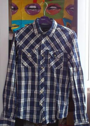 Рубашка мужская в клетку хлопковая с длинным рукавом зара сорочка чоловіча zara man р.s🇹🇷