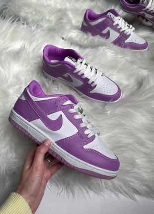 Nike sb dunk low purple/white яскраві кросівки демі фіолетові з білим весна осінь яркие фиолетовые кроссовки демисезон скидка знижка4 фото