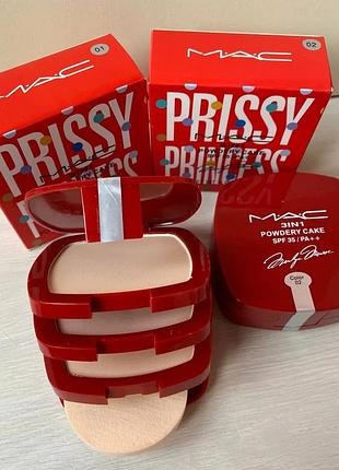 Пудра mac 3в1 для лица prissy princess spf35/pa++ (тон №1, 2)