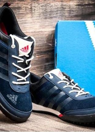 Adidas daroga синій темно синій кросівки кеди мокасини підліткові замшеві сітка2 фото