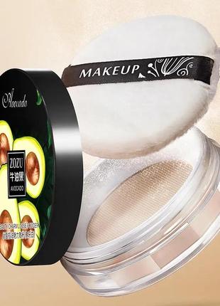 Рассыпчатая пудра с экстрактом авокадо zozu avocado beauty charm loose powder 8,5 g (тон 02 слоновая кость)3 фото