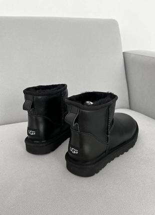 Демісезон ugg mini black premiun leather9 фото