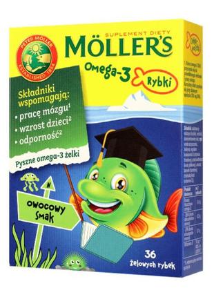 Мюллерс moller's omega-3 fish, гумки, фруктовий смак, 36 шт