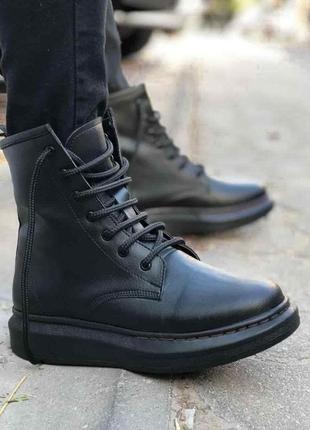 Мужские черные высокие демисезонные ботинки на шнуровке в стиле alexander mcqueen, турция