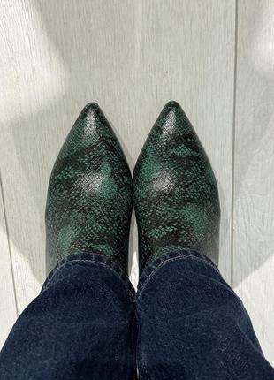 Трендові в зміїному принті чобітки