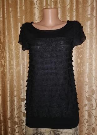 💖💖💖красивая женская черная трикотажная футболка, блузка в рюш dorothy perkins💖💖💖2 фото