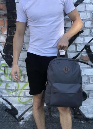 Рюкзак сірий портфель сумка ранець для навчання жіночий / чоловічий6 фото
