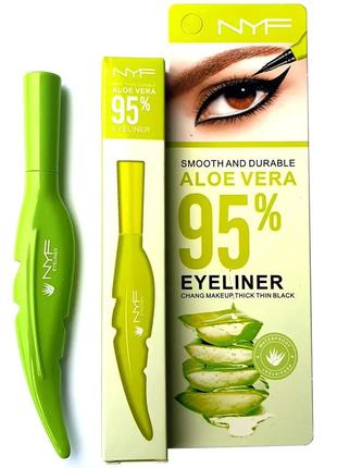Черная подводка фломастер nyf aloe vera 95% стойкая