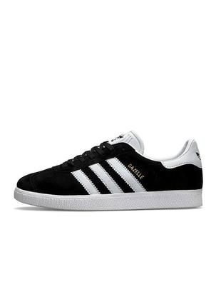 Кросівки чоловічі adidas originals gazelle black white чорно-білі повсякденні кросівки адідас газелі